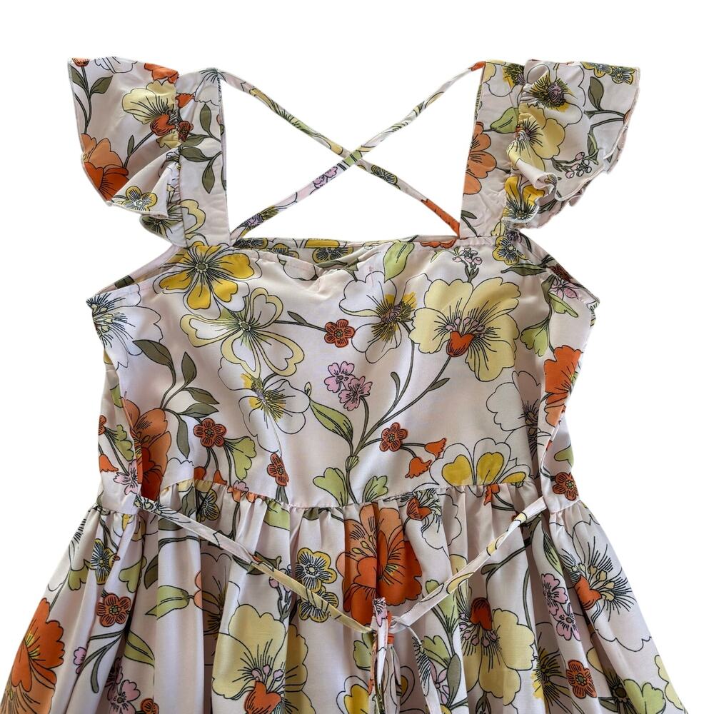 BOG Collective Lottie & Holly Blush & Rust Fit and Flare Tiered Mini Dress Small - Picture 7 of 8